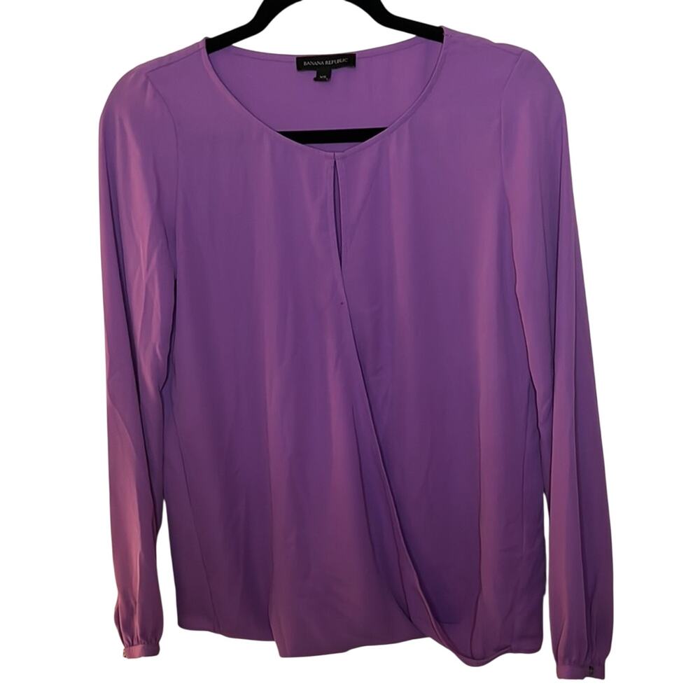 Banana Republic Women Purple Long Sleeve Blouse Size XS - Picture 3 of 8